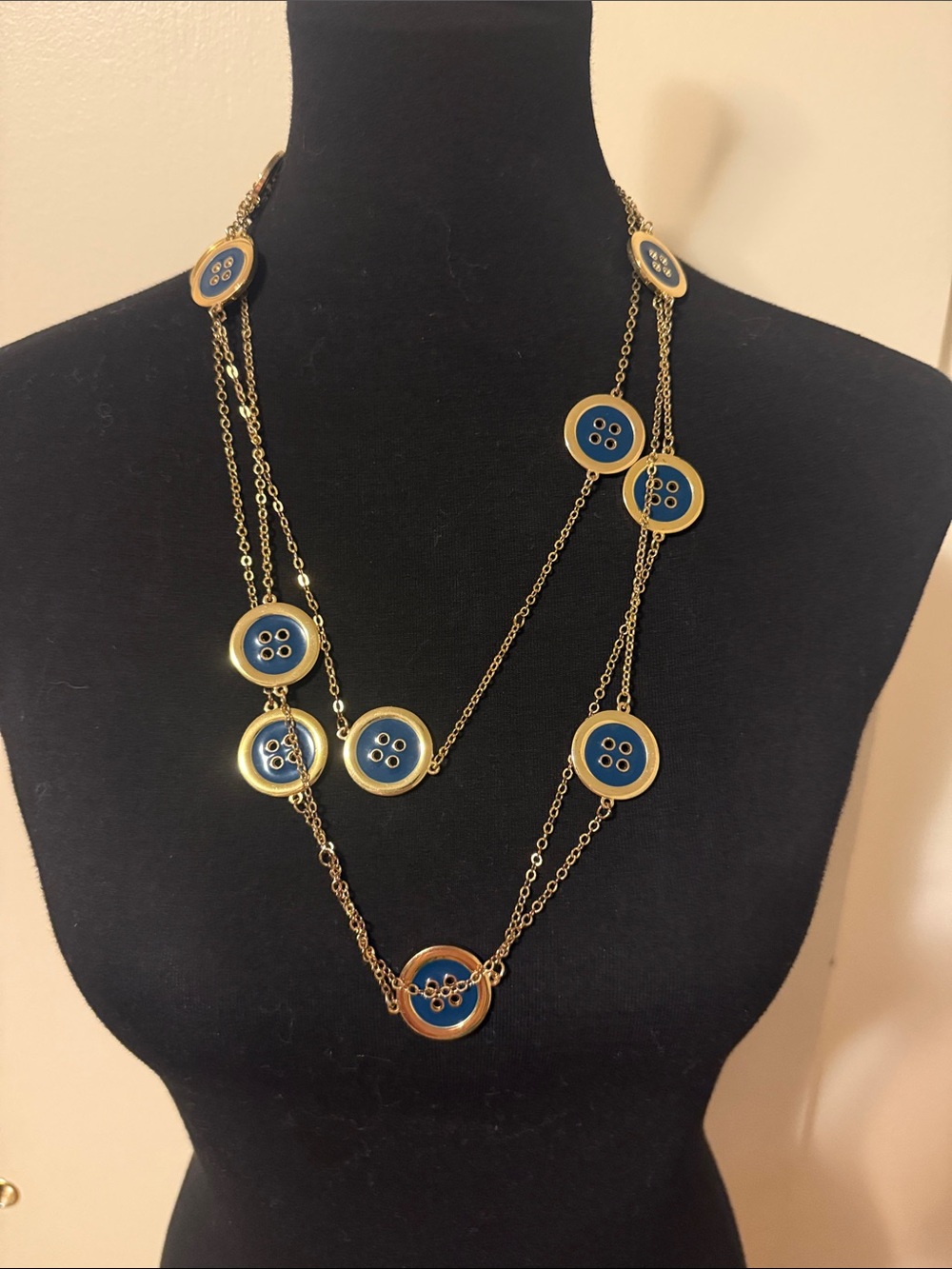 Lilly Pulitzer Gold-Tone Necklace with Blue Button Medallions